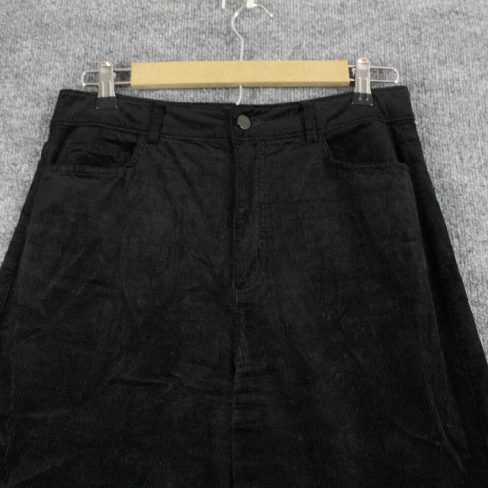 Paige Pants Womens 29 Harper Ankle Wide Leg Black Velvet Corduroy High Rise Chic - Picture 6 of 16